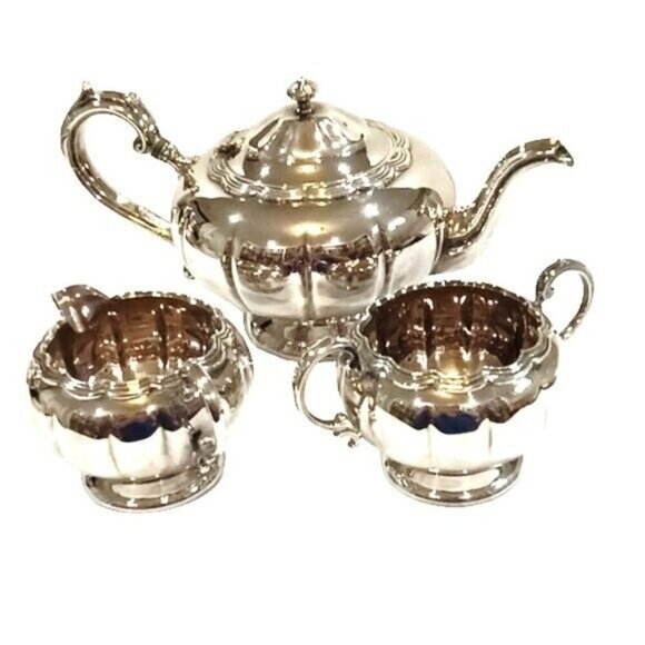 Vintage Birks Primrose Plate 4-Piece Service Coffee Pot Tea Pot Creamer & Sugar - Picture 3 of 14